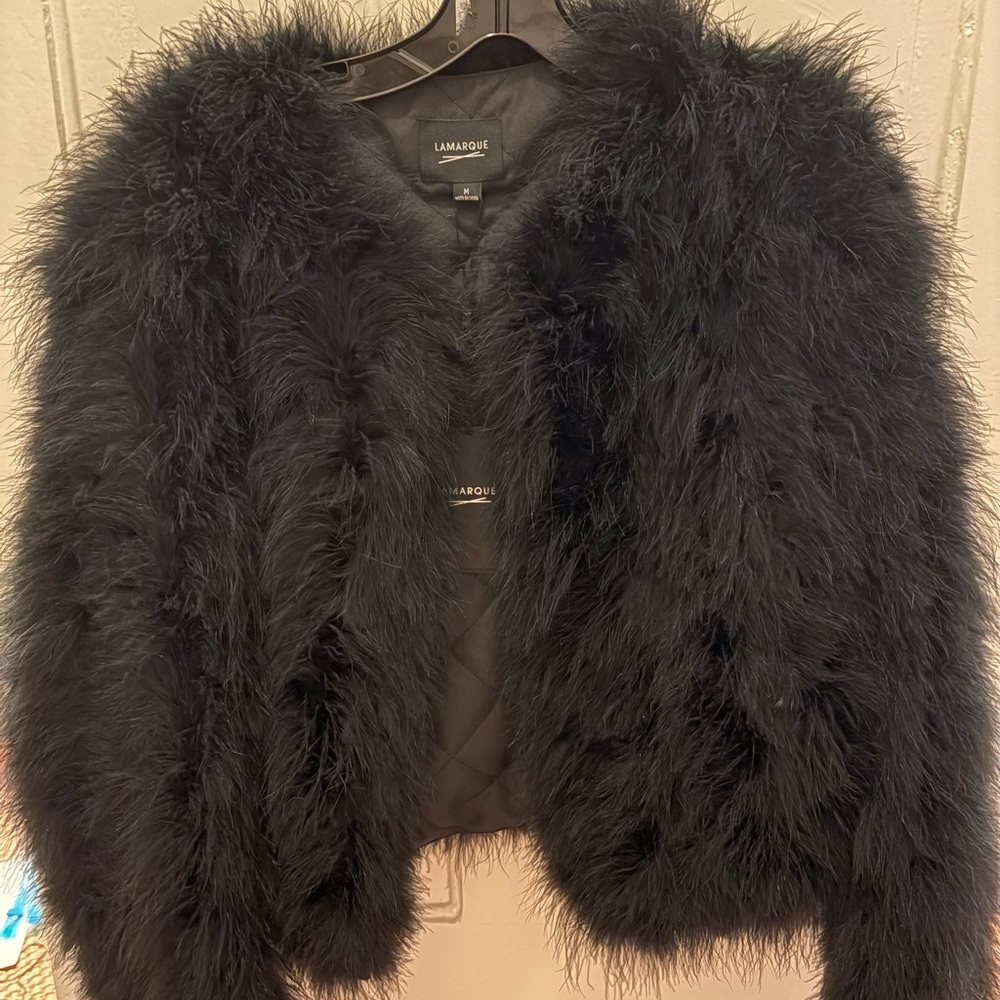LAMARQUE Black Feather Jacket NWT